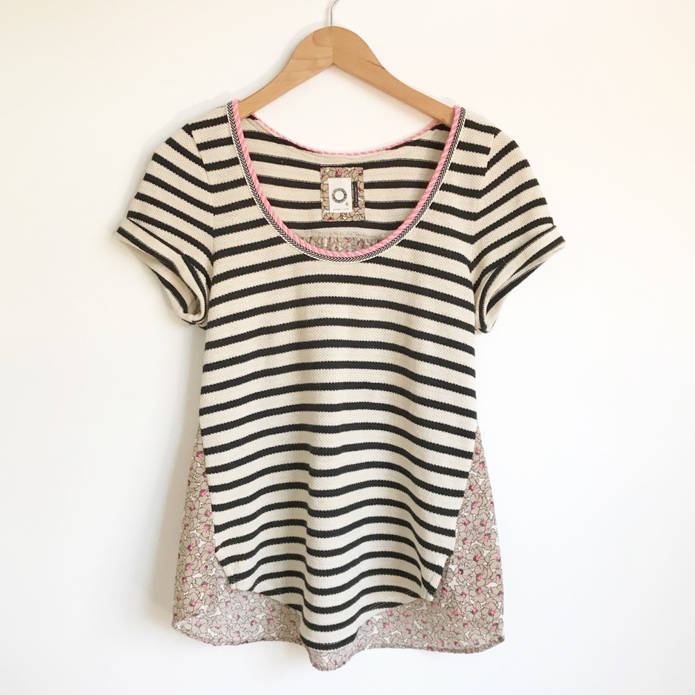 ANTHROPOLOGIE Akemi + Kin Stripe Floral Blouse